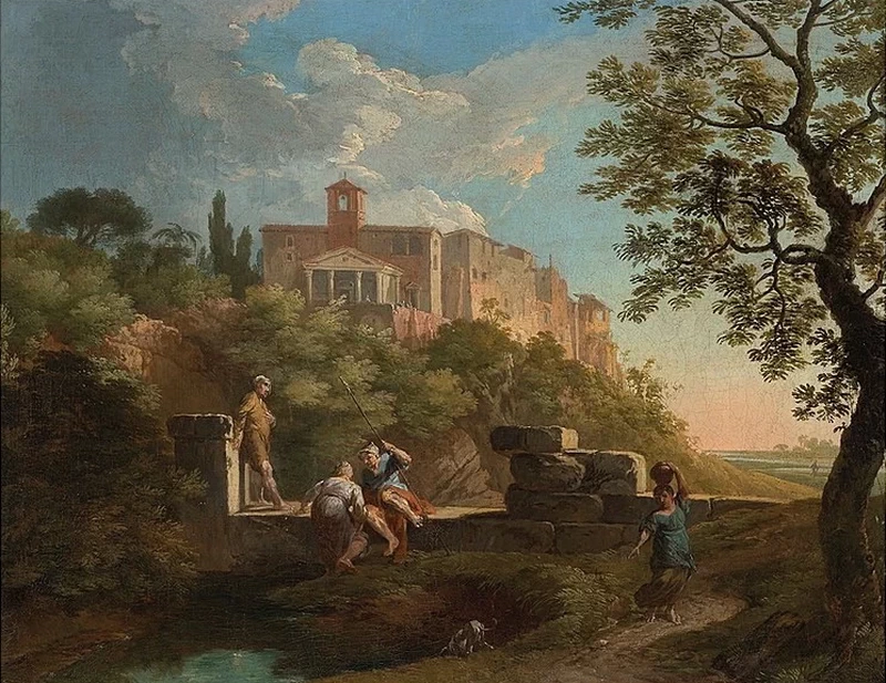 Paesaggio italiano con figure